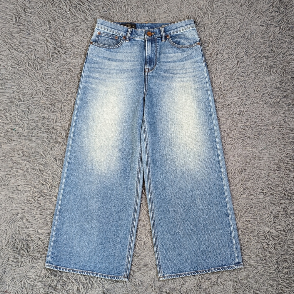 J. Crew Light Blue Wide Leg Flare Cropped Jeans